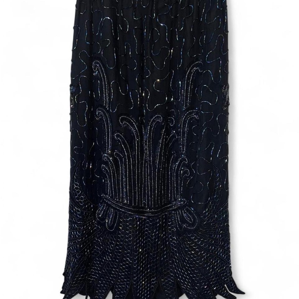 Women’s Black Beaded Midi Skirt Size Small Whimsical Fairy Goth Mermaidcore